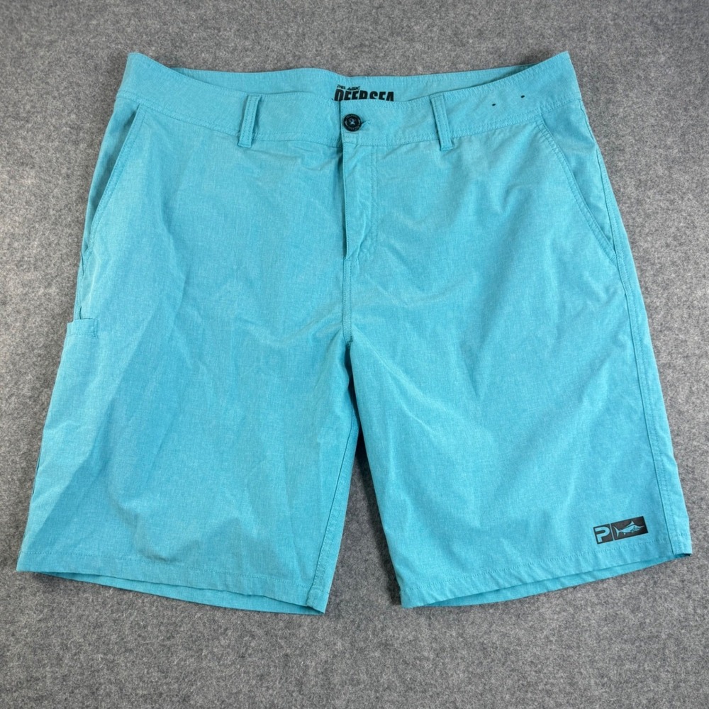 Pelagic Deep Sea Hybrid Shorts Mens 40 Turquoise Blue Fishing Board Shorts‎